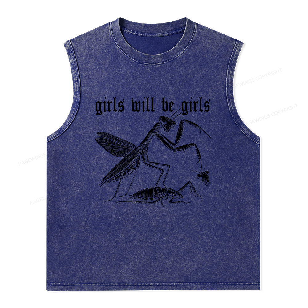 Pagewings Girls Will Be Girls Unisex Washed Tank Top