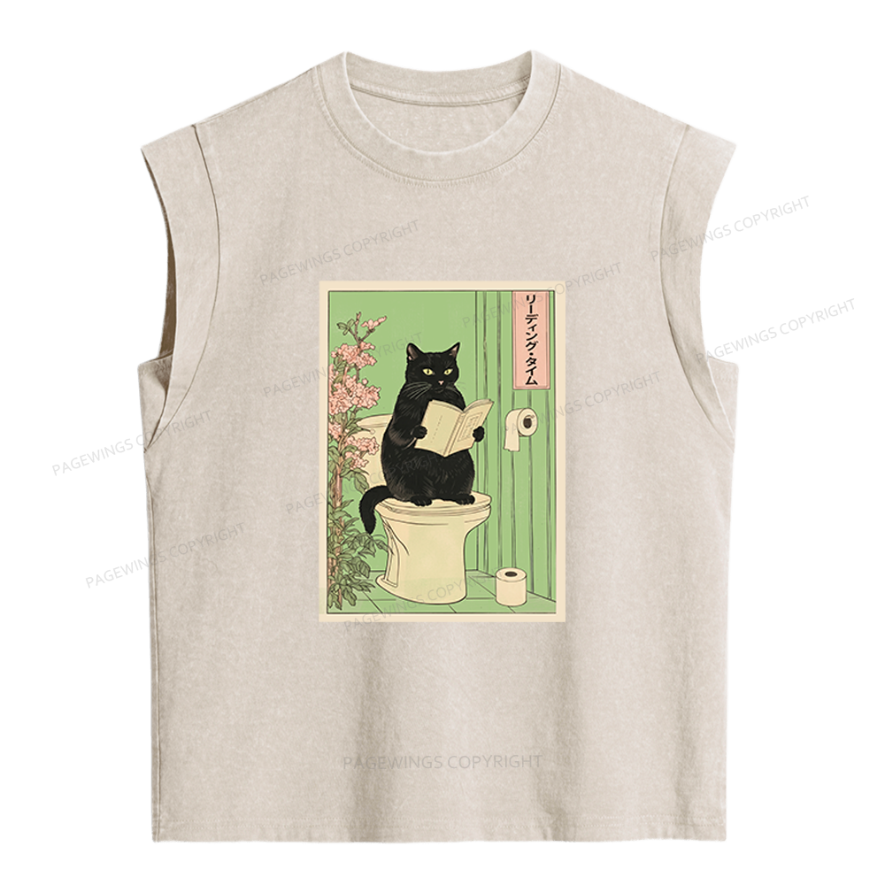 Pagewings Black Cat Women's Washed Tank Top
