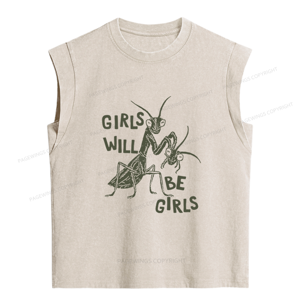 Pagewings Girls Will Be Girls Women's Washed Tank Top