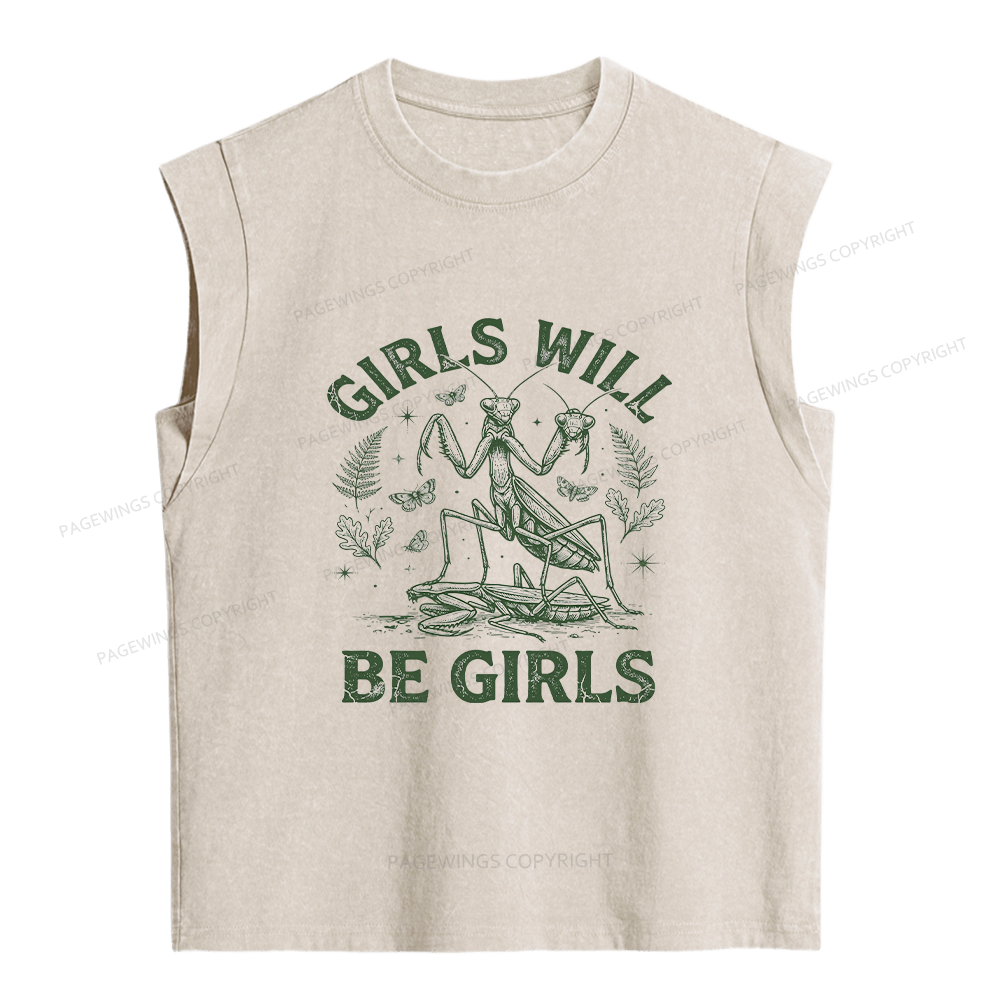 Pagewings Girls Will Be Girls Women's Washed Tank Top