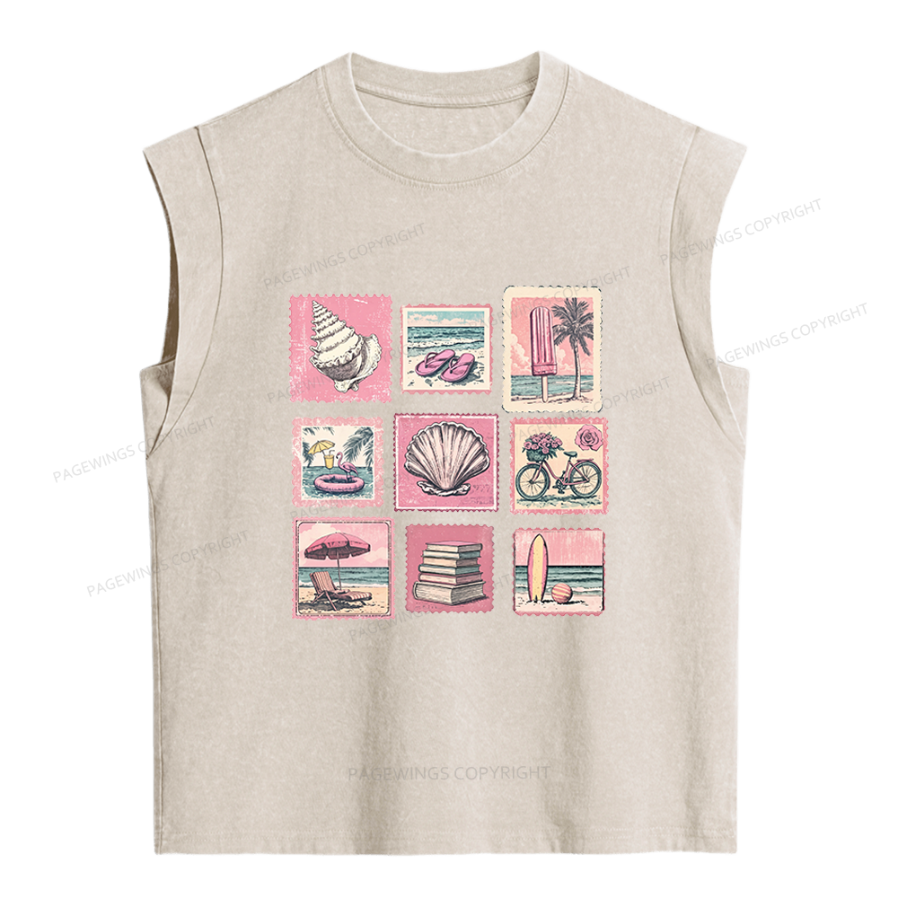 Pagewings Beach Summer Women's Washed Tank Top
