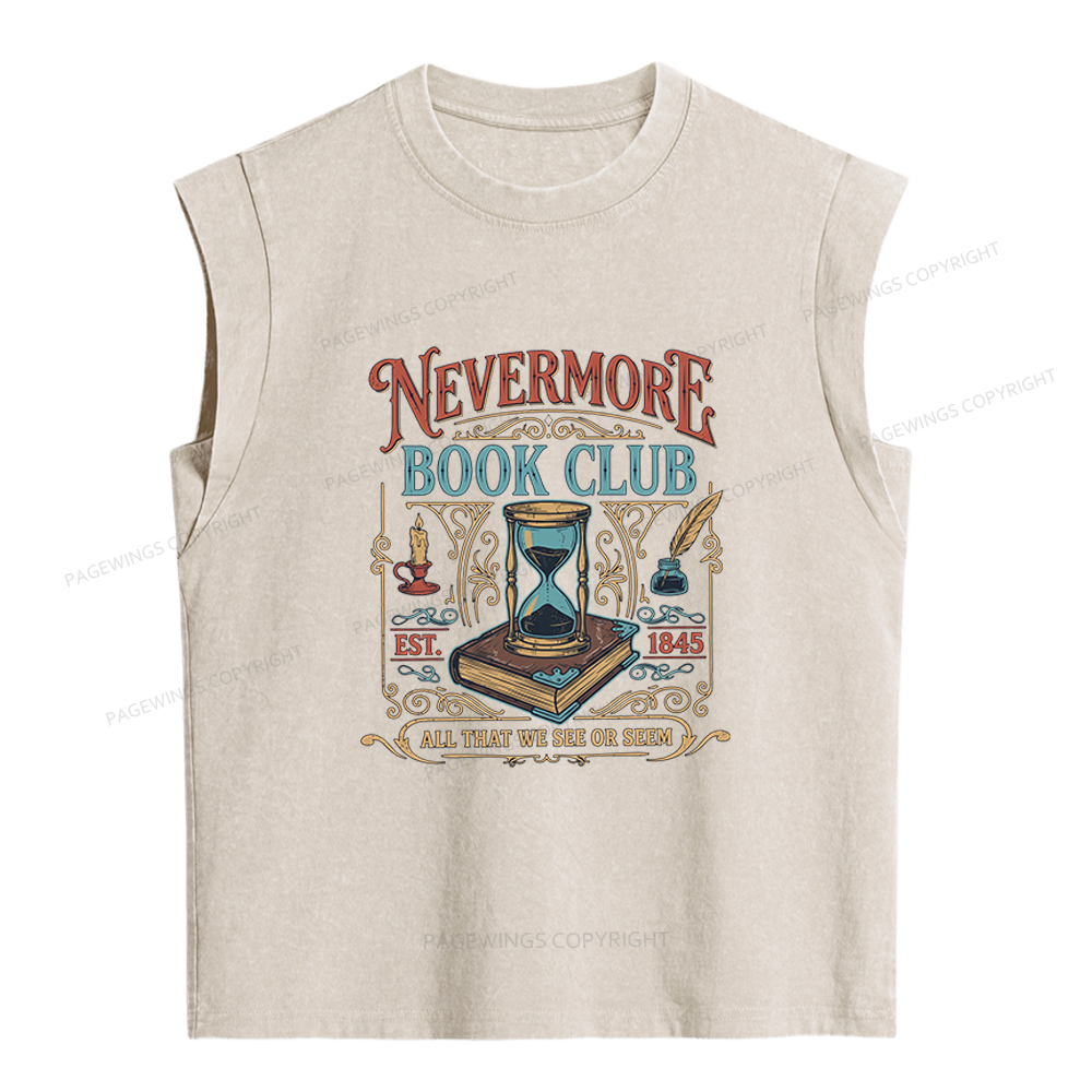 Pagewings Nevermore Book Club Women's Washed Tank Top