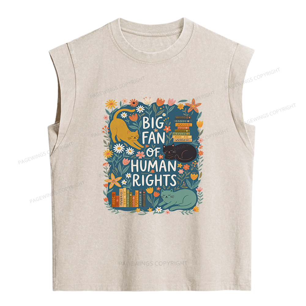 Pagewings Big Fan Of Human Rights Women's Washed Tank Top