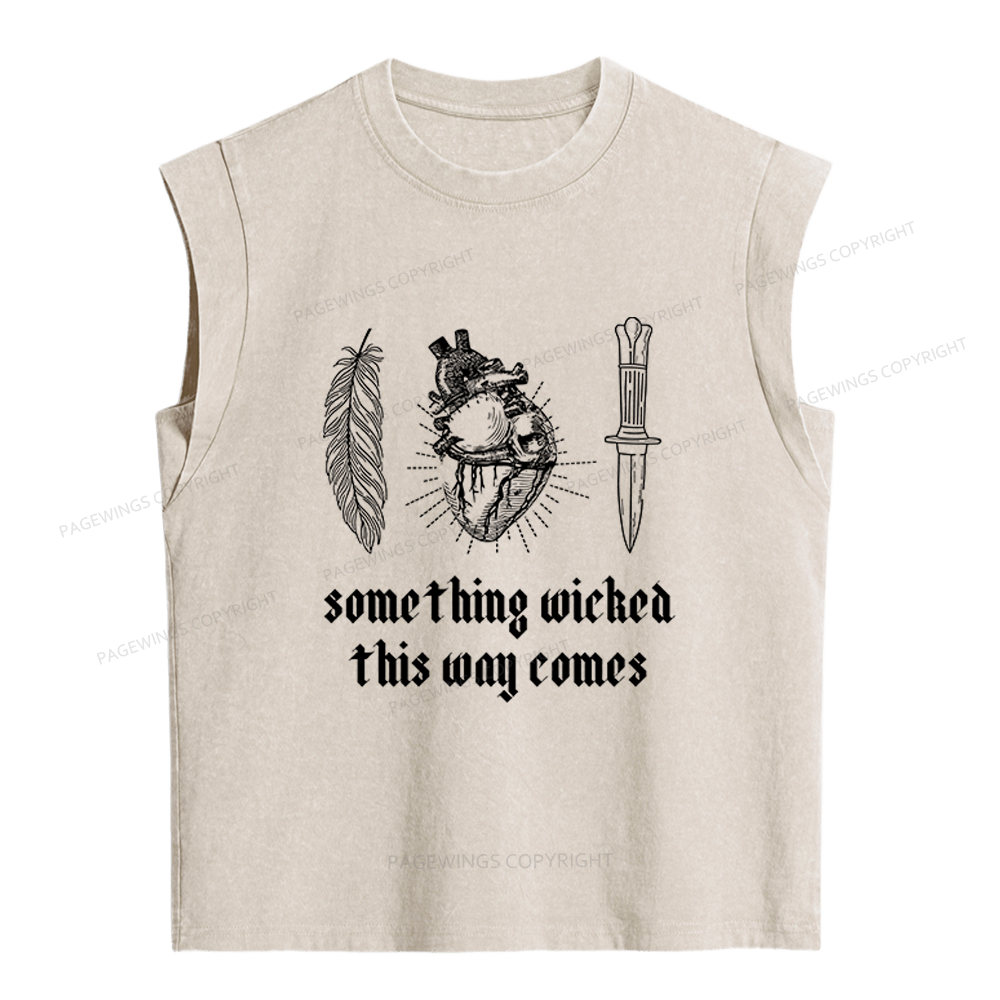 Pagewings Something Wicked This Way Comes Women's Washed Tank Top