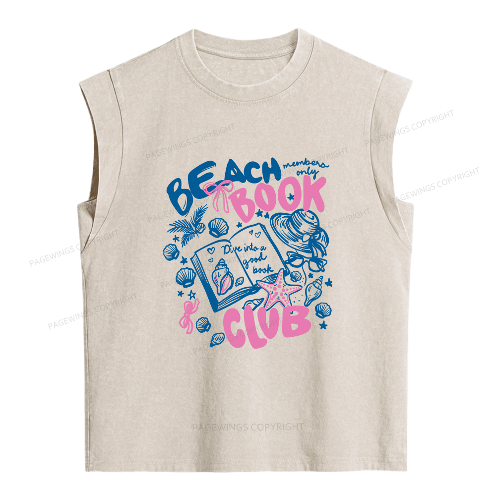 Pagewings Beach Book Club Women's Washed Tank Top