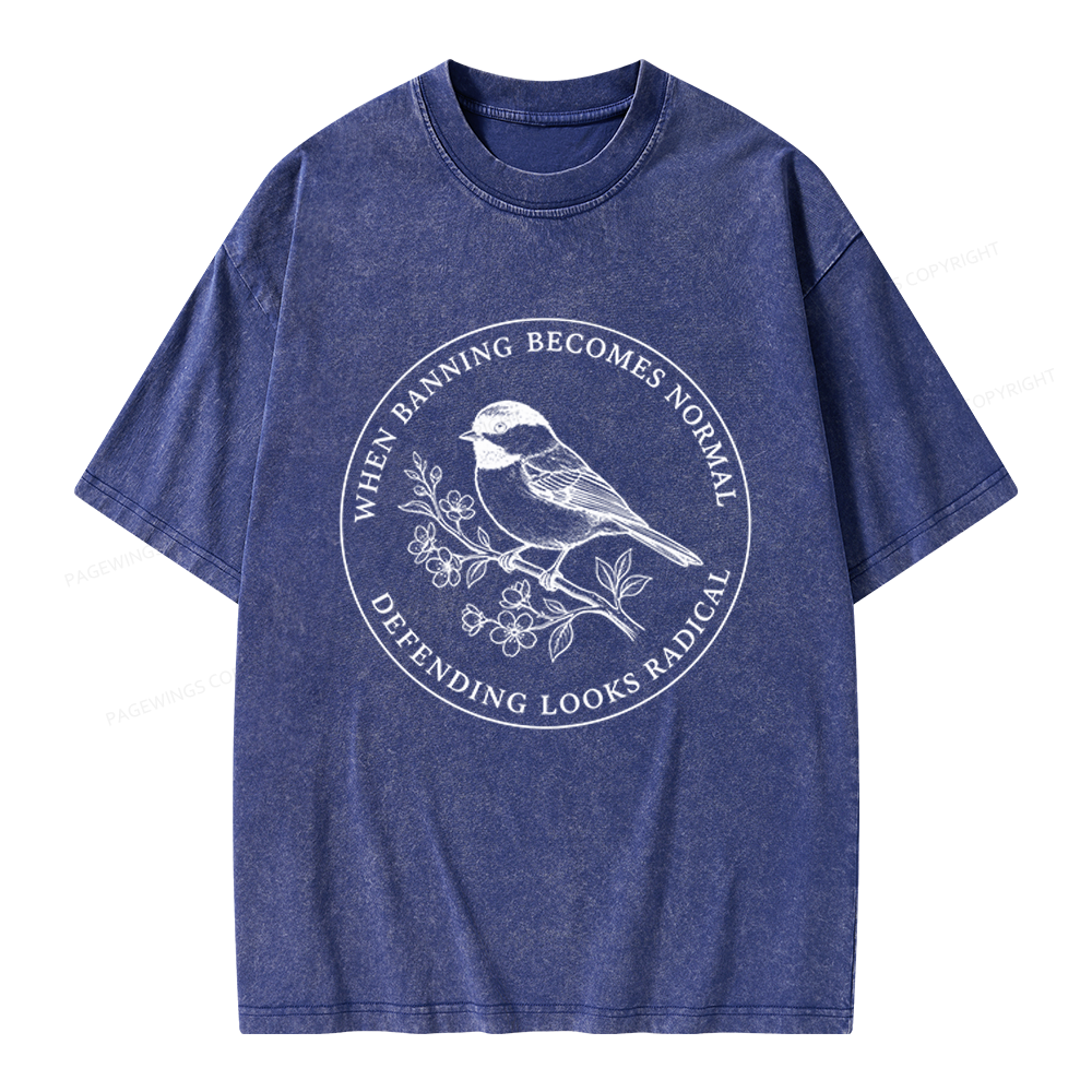 Pagewings Banned Books Unisex Washed T-shirt