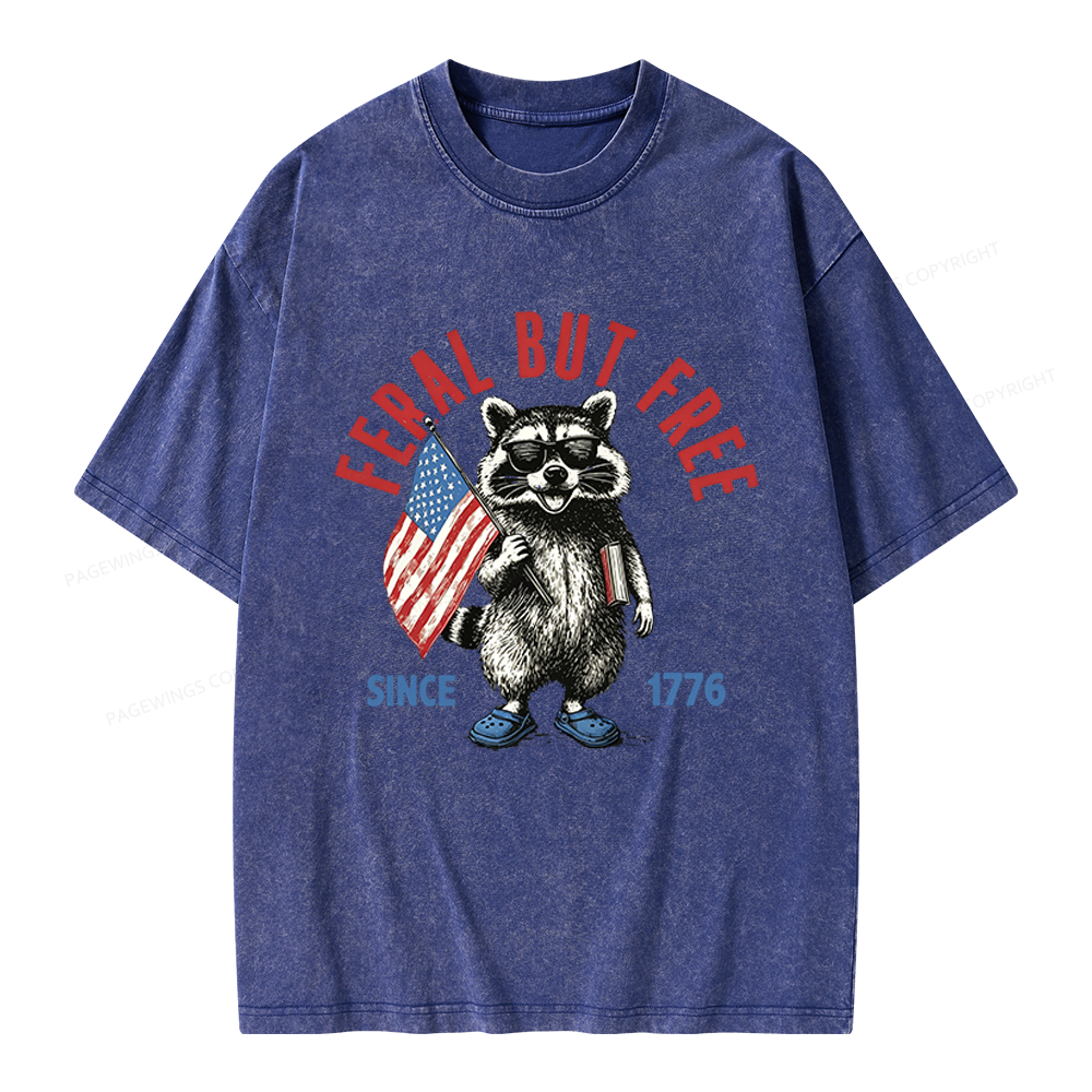 Pagewings Feral But Free Unisex Washed T-shirt