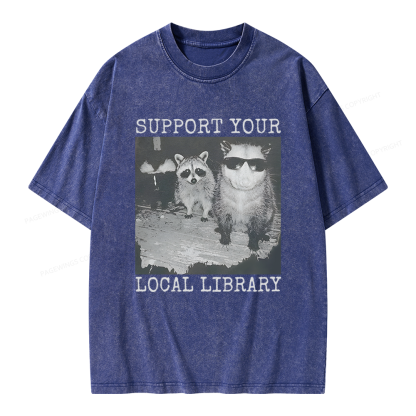Pagewings Support Your Local Library Unisex Washed T-shirt