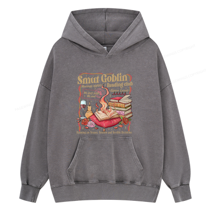 Pagewings Smut Goblin Dark Romance Bookish Unisex Washed Hoodie
