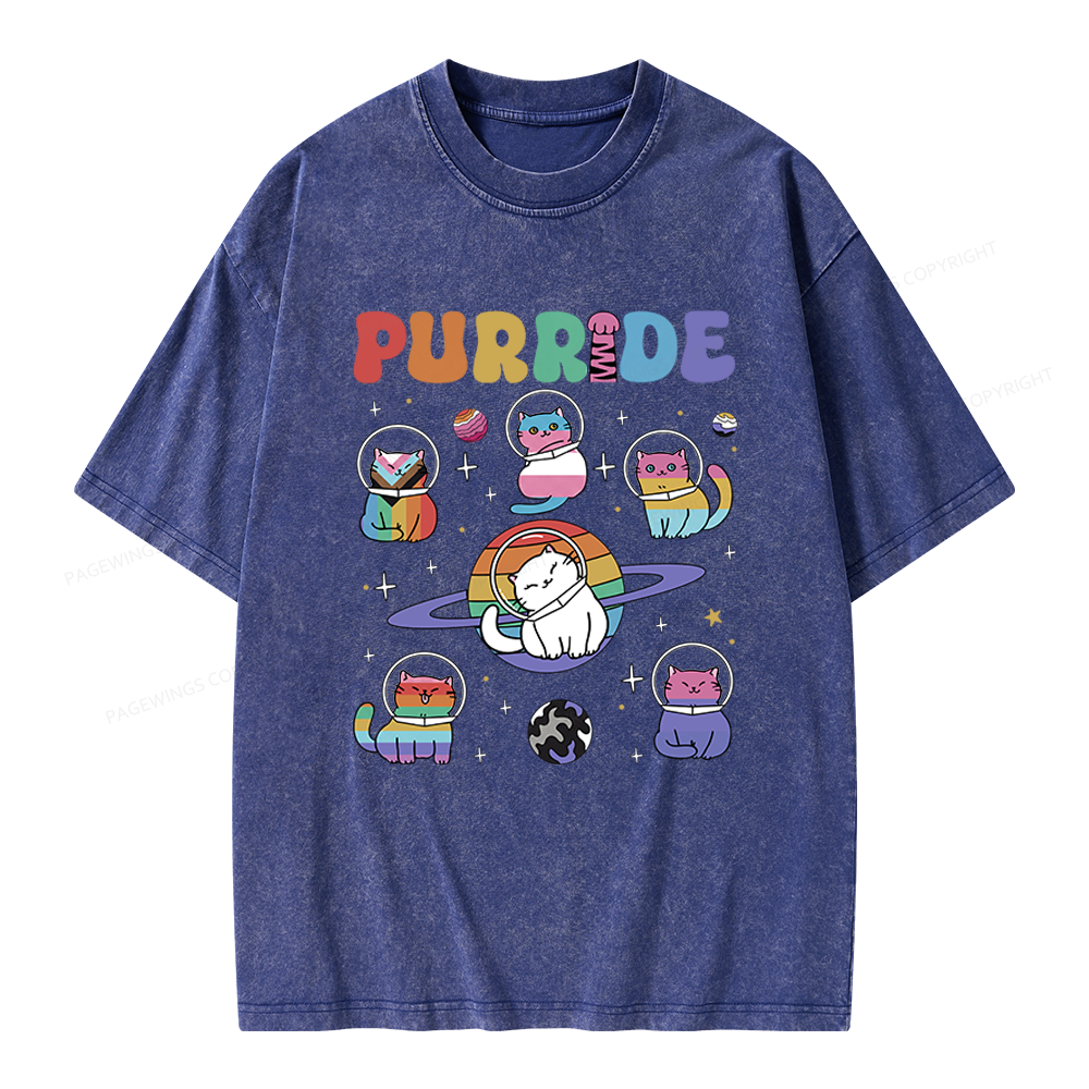 Pagewings Rainbow Cats Unisex Washed T-shirt