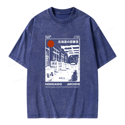 Pagewings Japanese Library Unisex Washed T-shirt