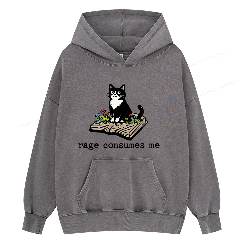 Pagewings Rage Consumes Me Unisex Washed Hoodie