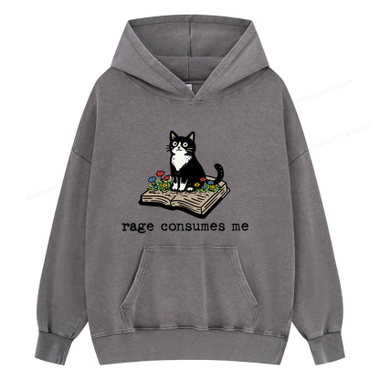 Pagewings Rage Consumes Me Unisex Washed Hoodie