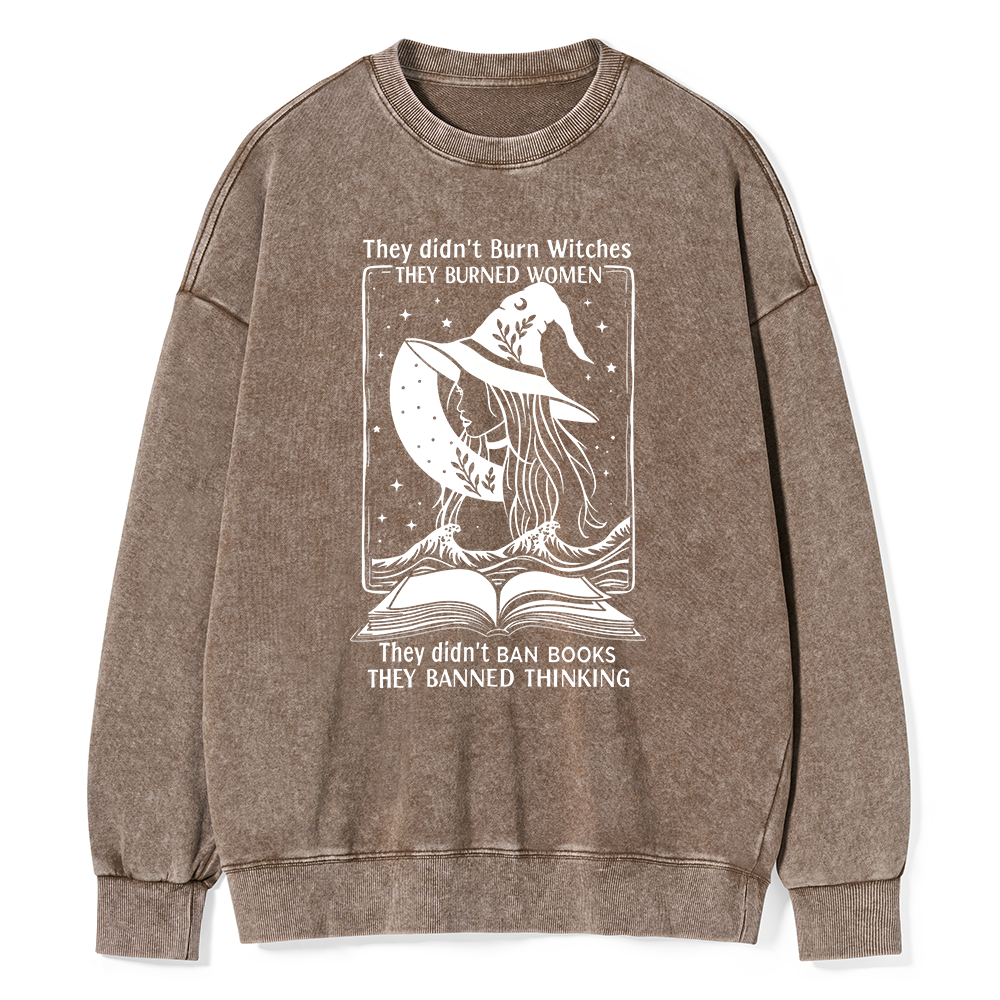 Pagewings They Banned Thinking Unisex Washed Sweatshirt