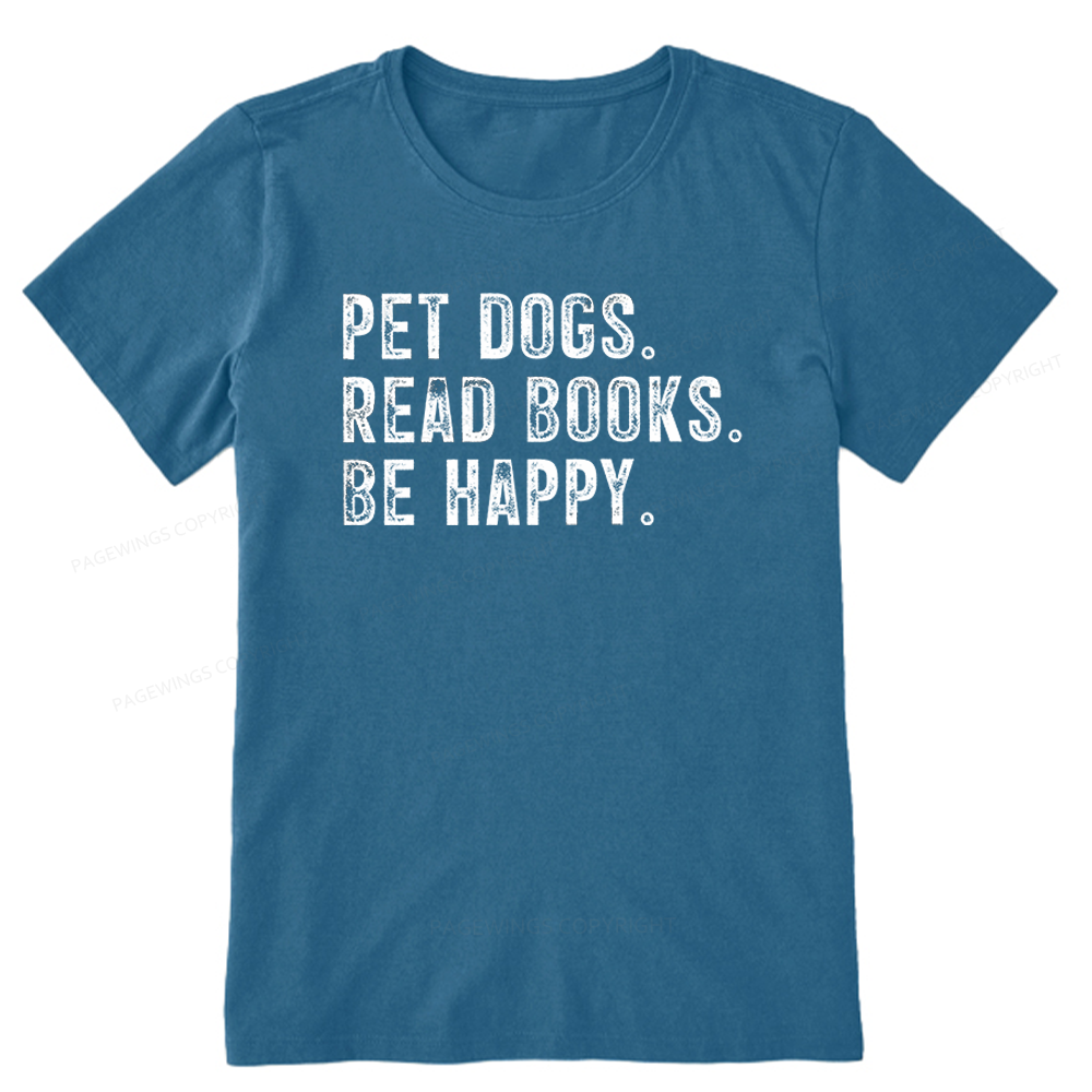 Pagewings Pet Dogs Read Books Be Happy Unisex Classic T-shirt