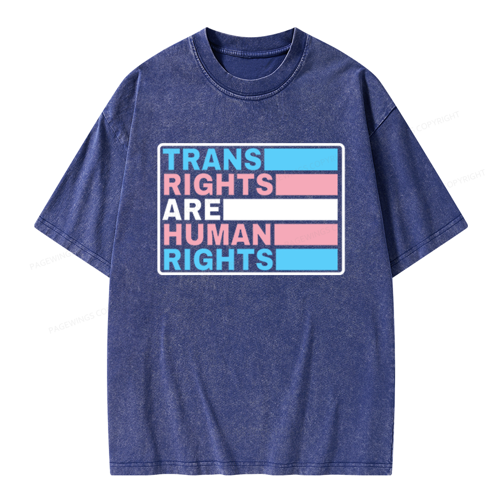 Pagewings Trans Rights Are Human Rights Unisex Washed T-shirt