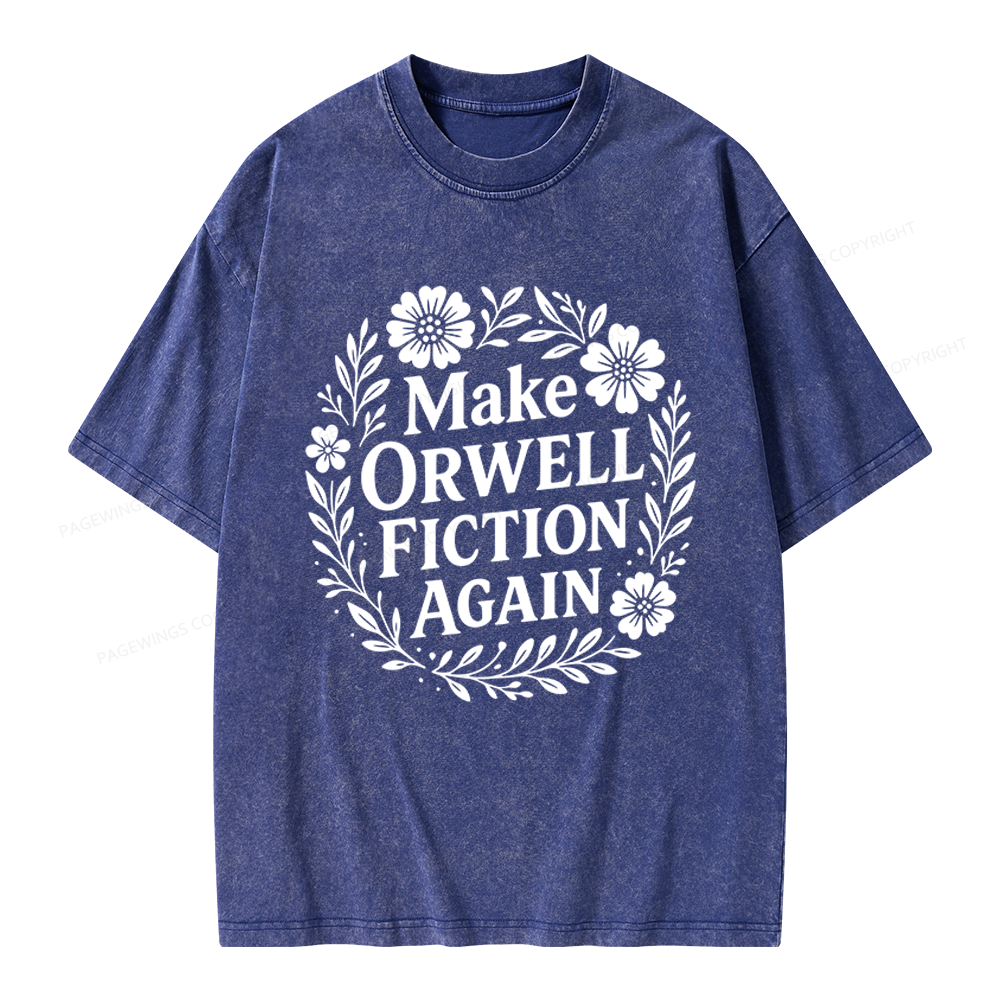 Pagewings Make Orwell Fiction Again Unisex Washed T-shirt