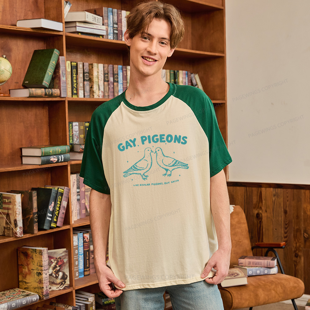 Pagewings Gay Pigeons Raglan T-shirt