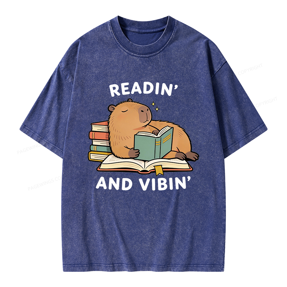 Pagewings Readin' And Vibin' Unisex Washed T-shirt