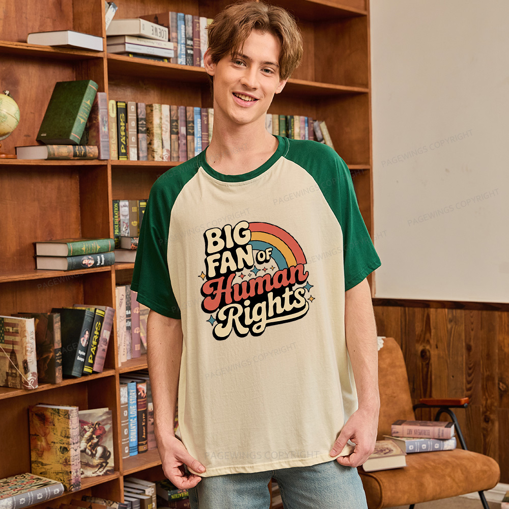 Pagewings Big Fan of Human Rights Raglan T-shirt