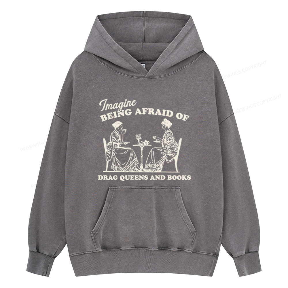 Pagewings Drag Queens Unisex Washed Hoodie