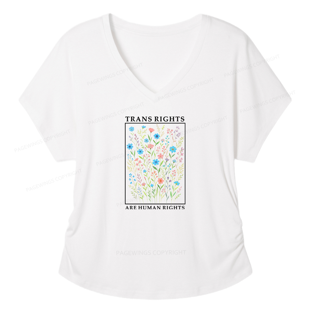 Pagewings Trans Rights Are Human Rights Soft Women's Modal V-neck T-shirt  