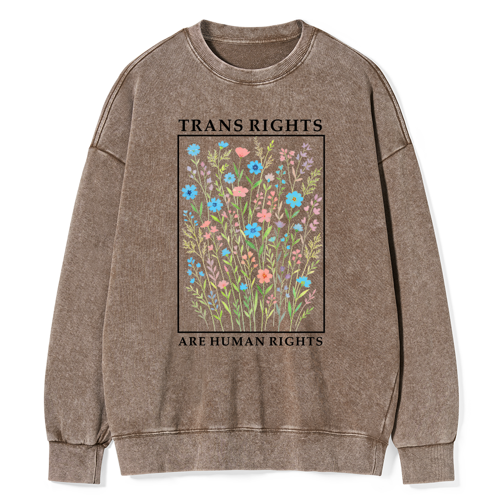 Pagewings Trans Rights Are Human Rights Unisex Washed Sweatshirt