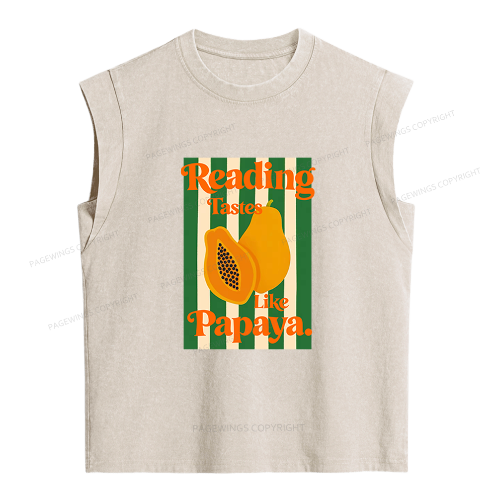Pagewings Reading Tastes Like Papaya Women's Washed Tank Top