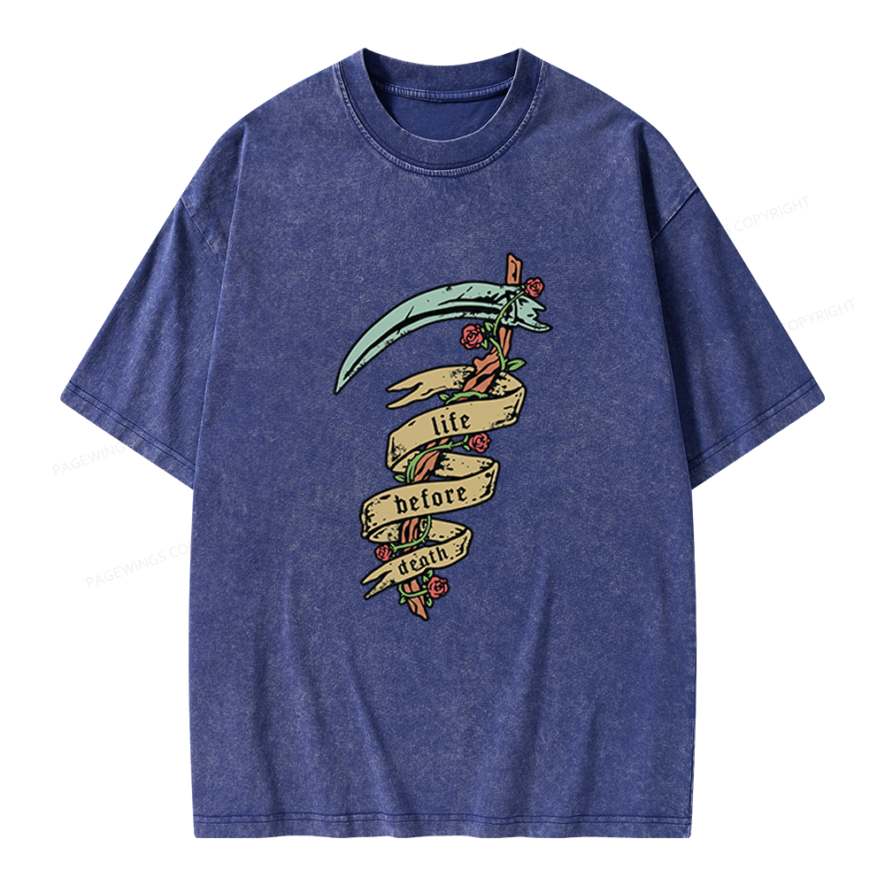 Pagewings Life Before Death Unisex Washed T-shirt