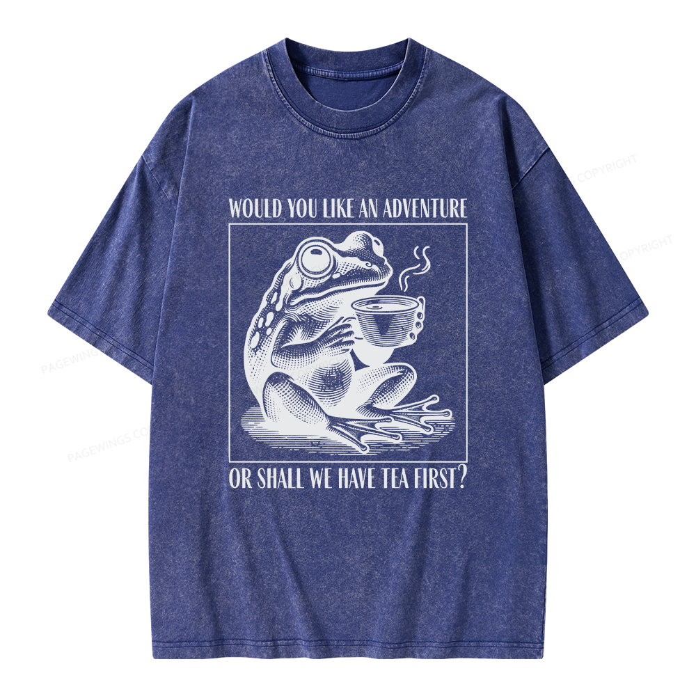 Pagewings Funny Frog Unisex Washed T-shirt