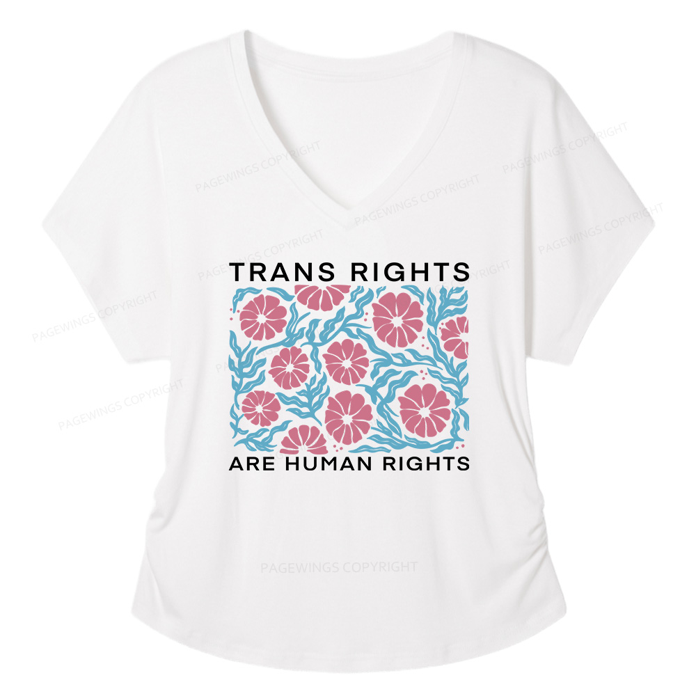 Pagewings Trans Rights Are Human Rights Soft Women's Modal V-neck T-shirt  