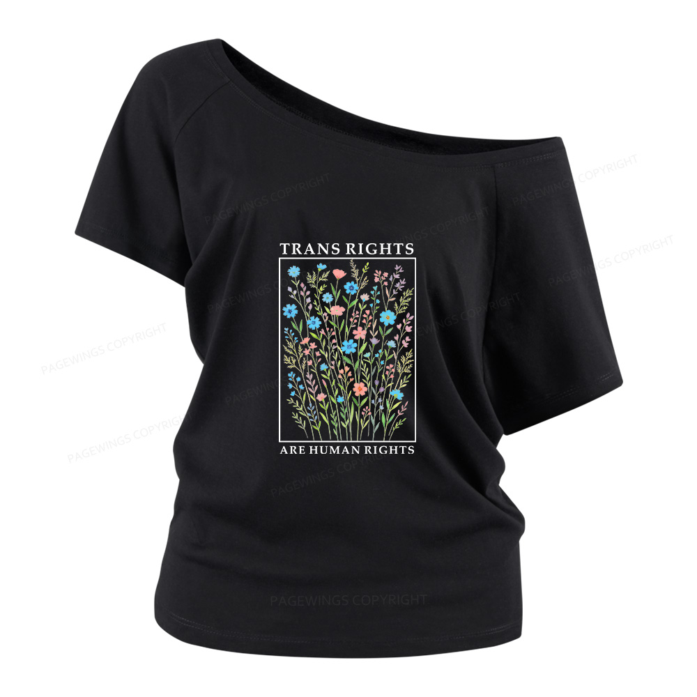 Pagewings Trans Rights Are Human Rights Women Off Shoulder T-shirts