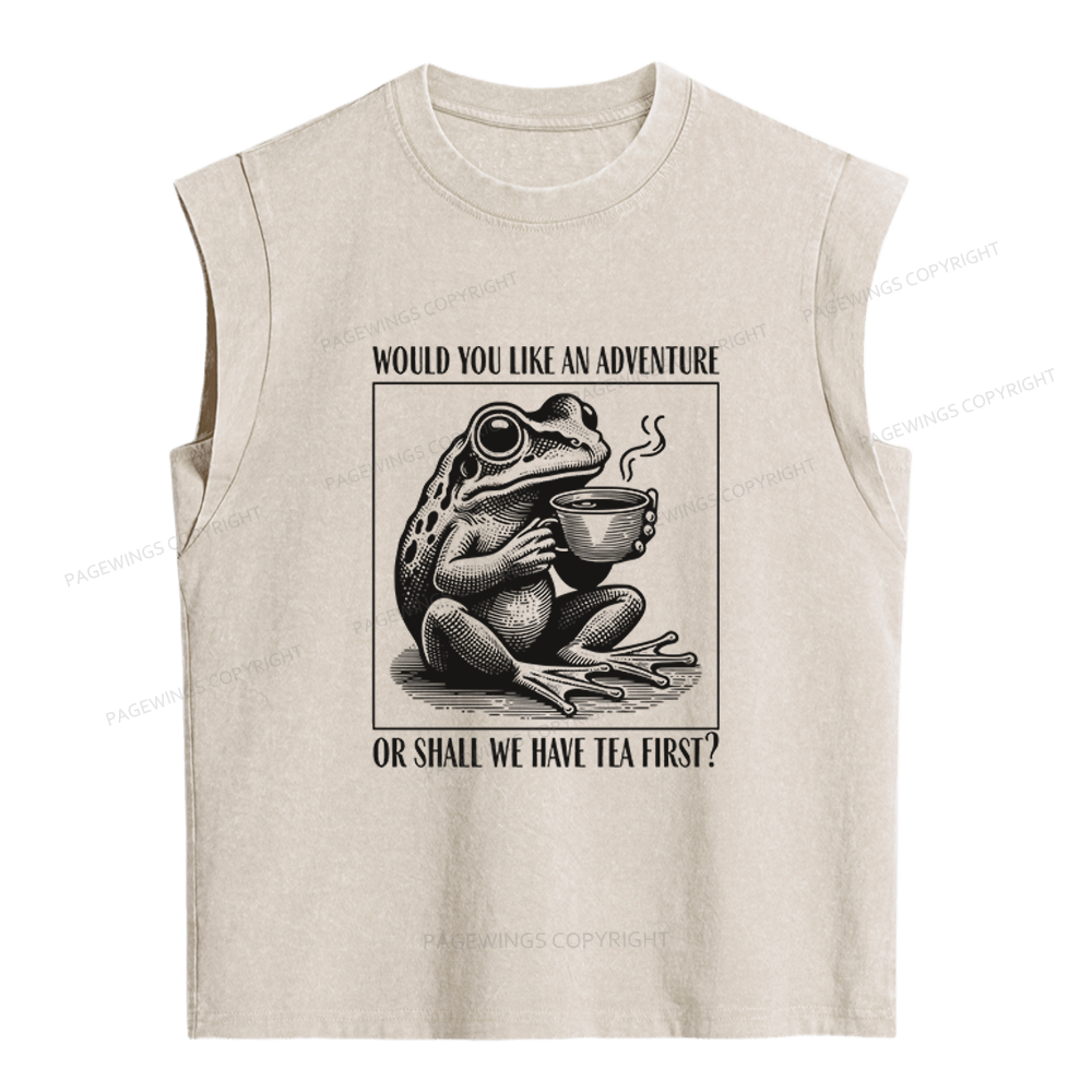 Pagewings Funny Frog Women's Washed Tank Top