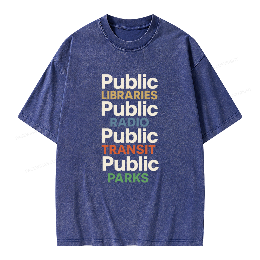 Pagewings Public Libraries Unisex Washed T-shirt