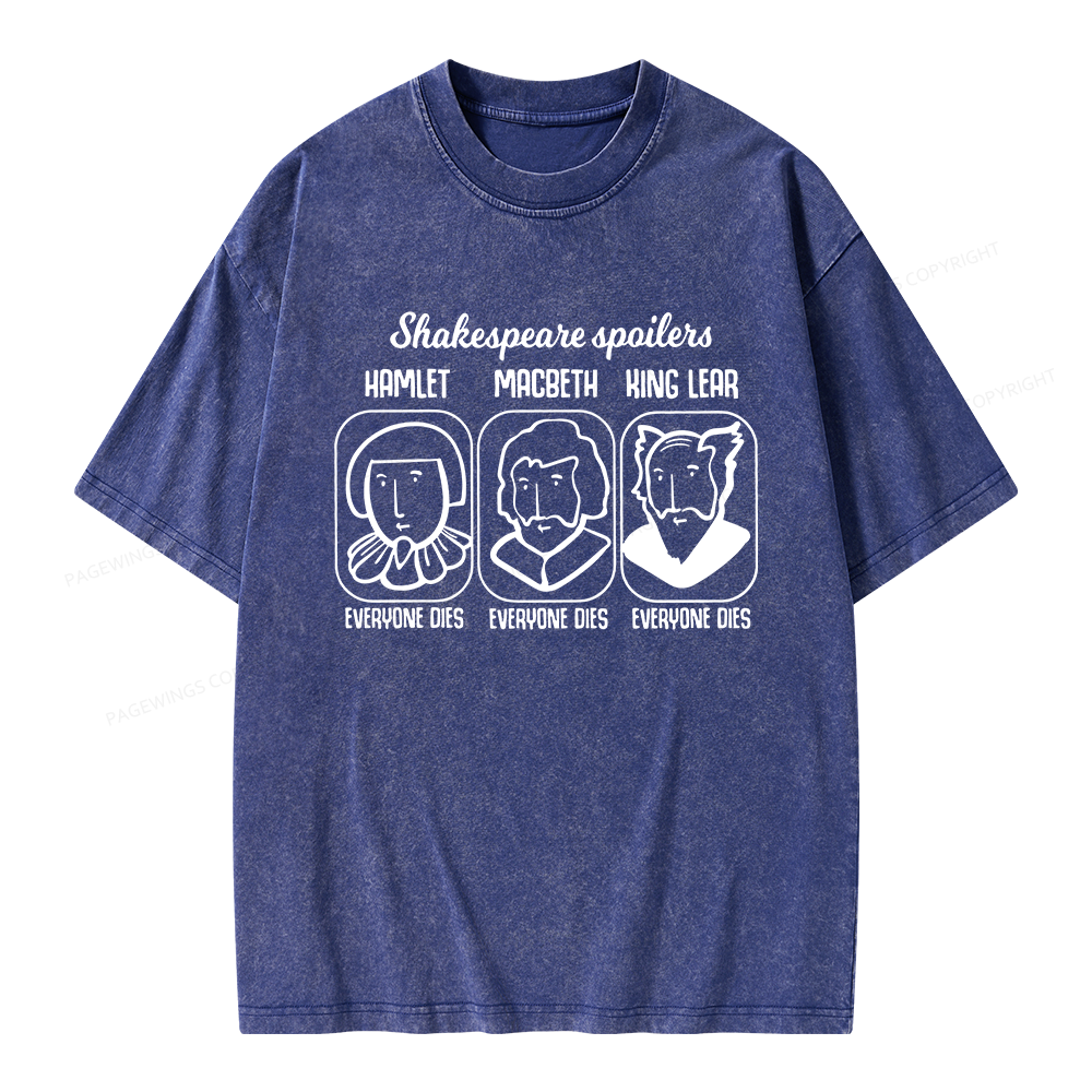 Pagewings Shakespeare Spoilers Unisex Washed T-shirt