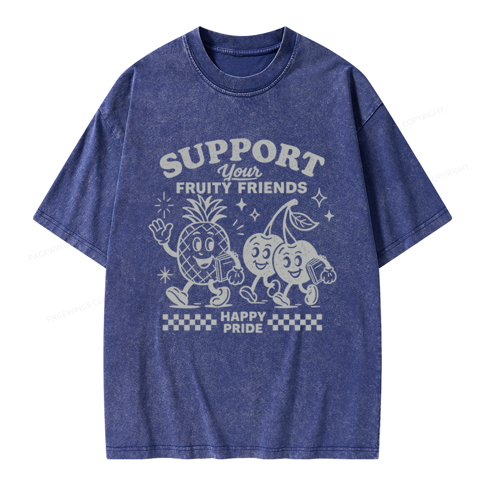 Pagewings Fruity Friends Unisex Washed T-shirt