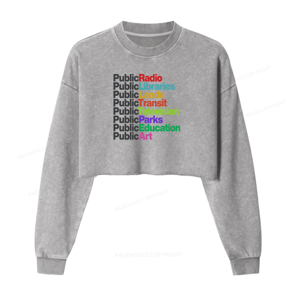 Pagewings Public Libraries Washed Crop Sweatshirt