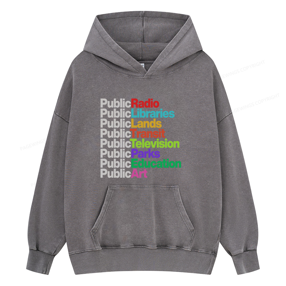Pagewings Public Libraries Unisex Washed Hoodie