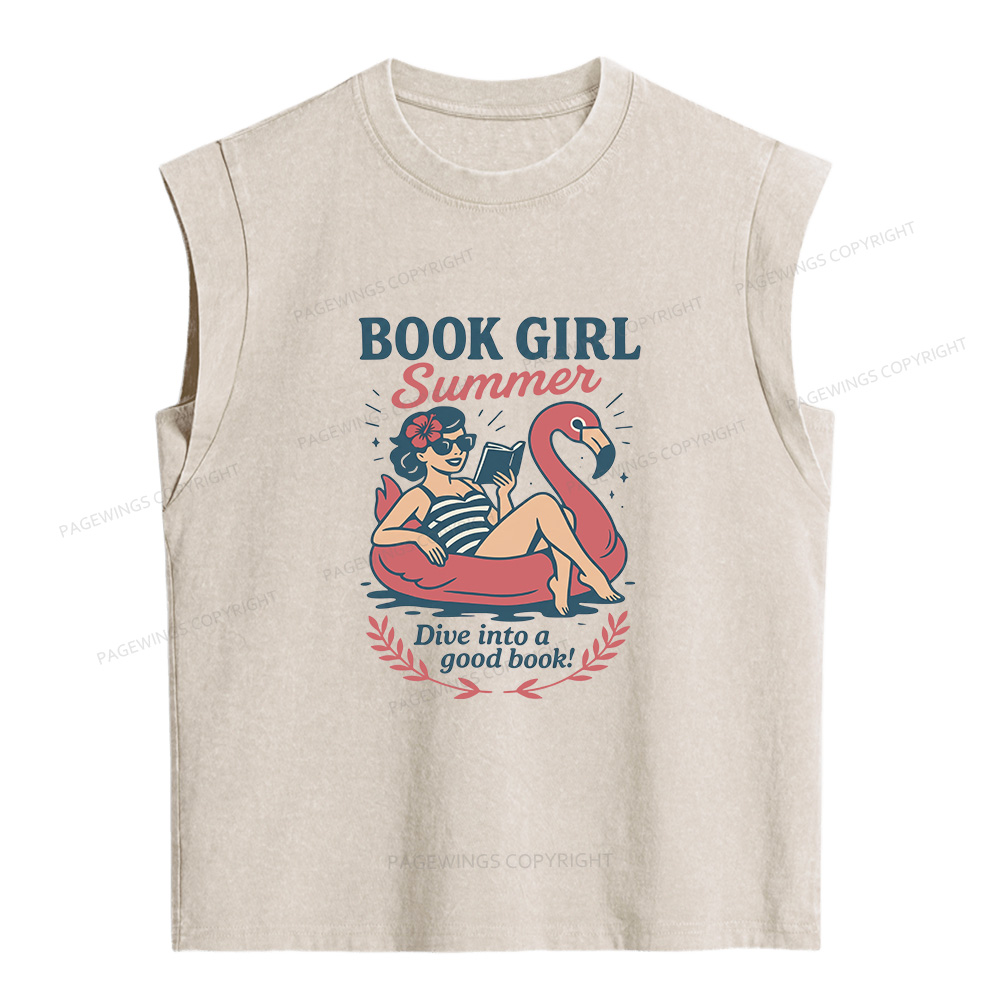Pagewings Book Girl Summer Women's Washed Tank Top