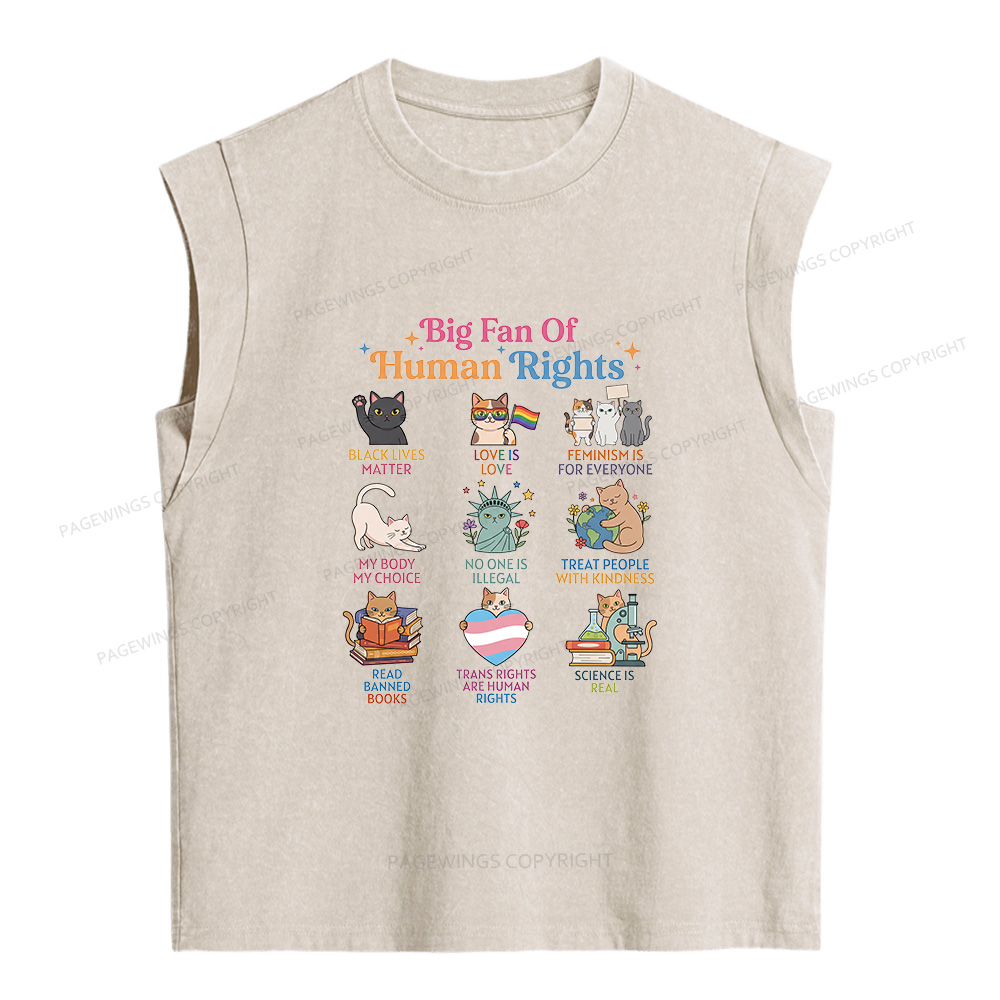 Pagewings Big Fan Of Human Rights Women's Washed Tank Top