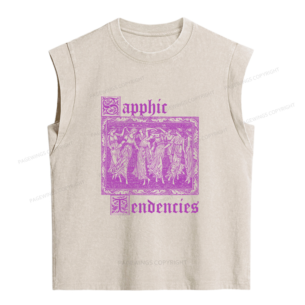 Pagewings Sapphic Tendencies Women's Washed Tank Top