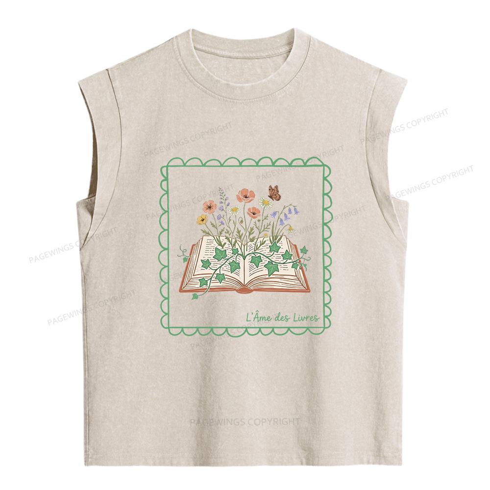 Pagewings The Soul of Books Women's Washed Tank Top
