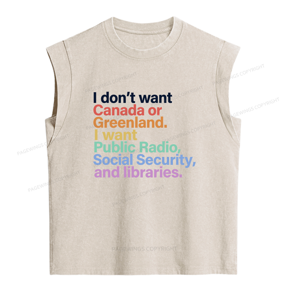 Pagewings I Want Public Libraries Women's Washed Tank Top