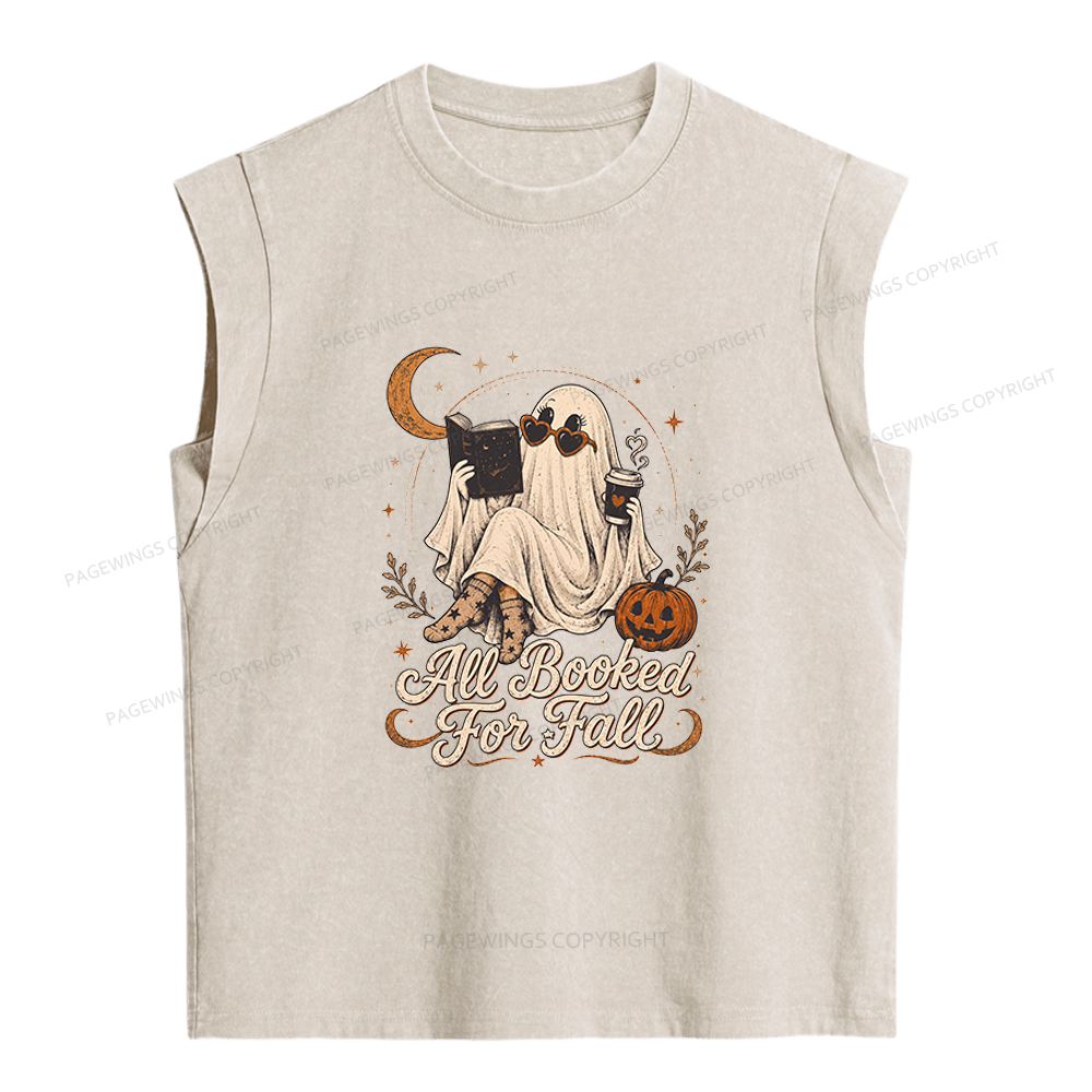 Pagewings Ghost All Booked For Fall Women's Washed Tank Top