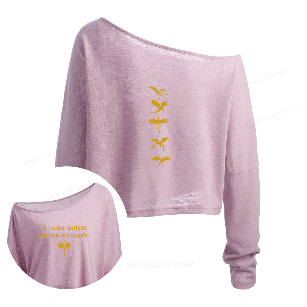Pagewings Fantasy Reading Slouchy Long Sleeve Off Shoulder T-shirt