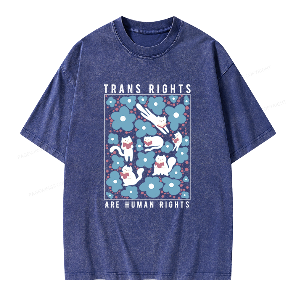 Pagewings Trans Rights Are Human Rights Unisex Washed T-shirt