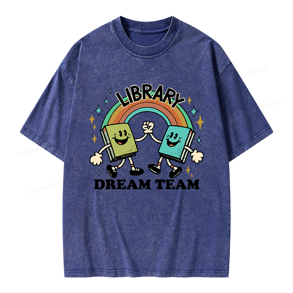 Pagewings Library Dream Team Funny Unisex Washed T-shirt