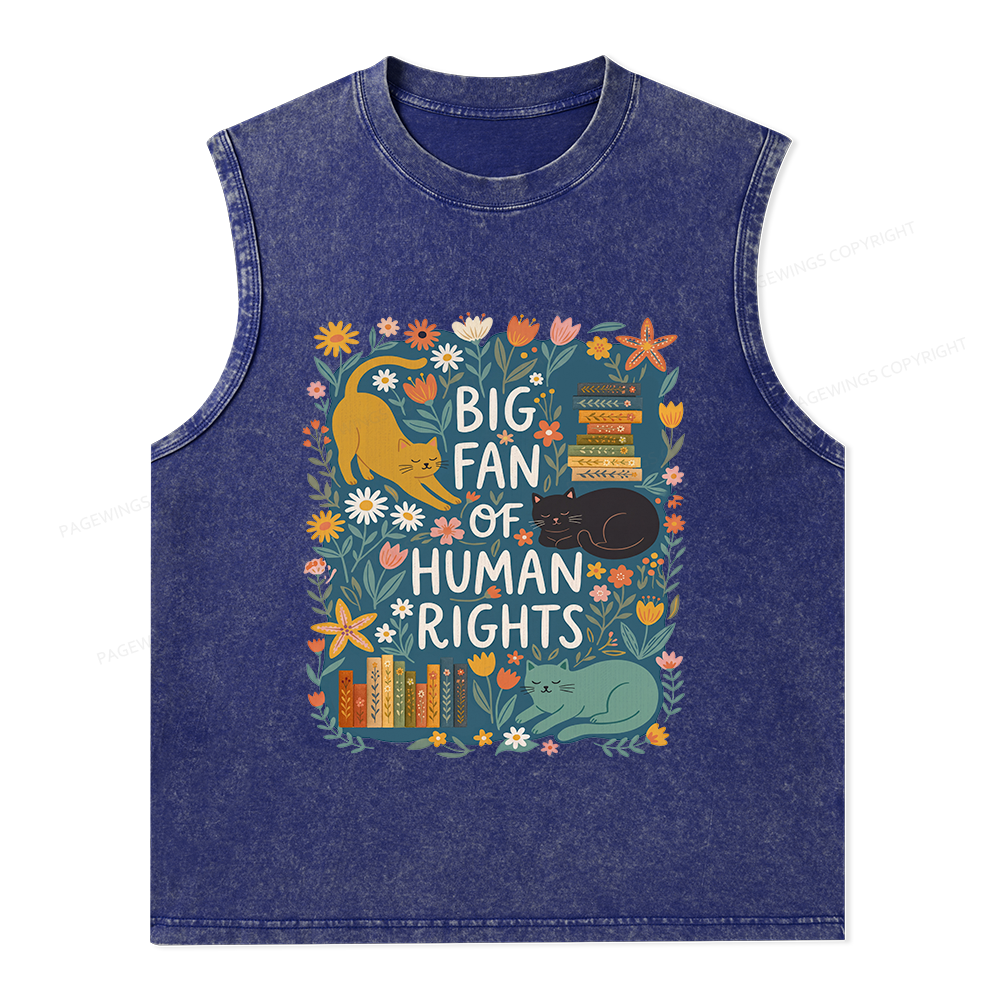 Pagewings Big Fan Of Human Rights Unisex Washed Tank Top