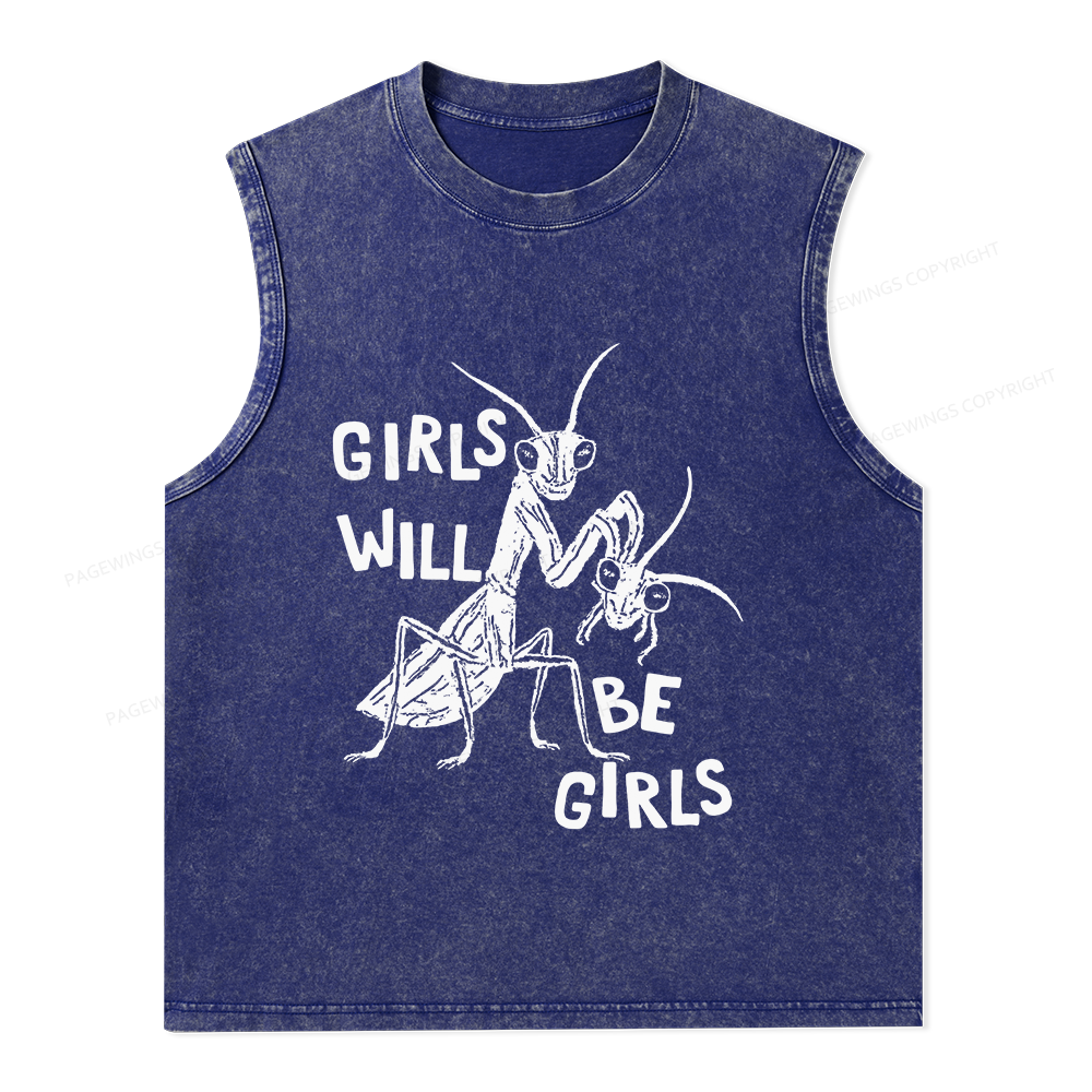 Pagewings Girls Will Be Girls Unisex Washed Tank Top