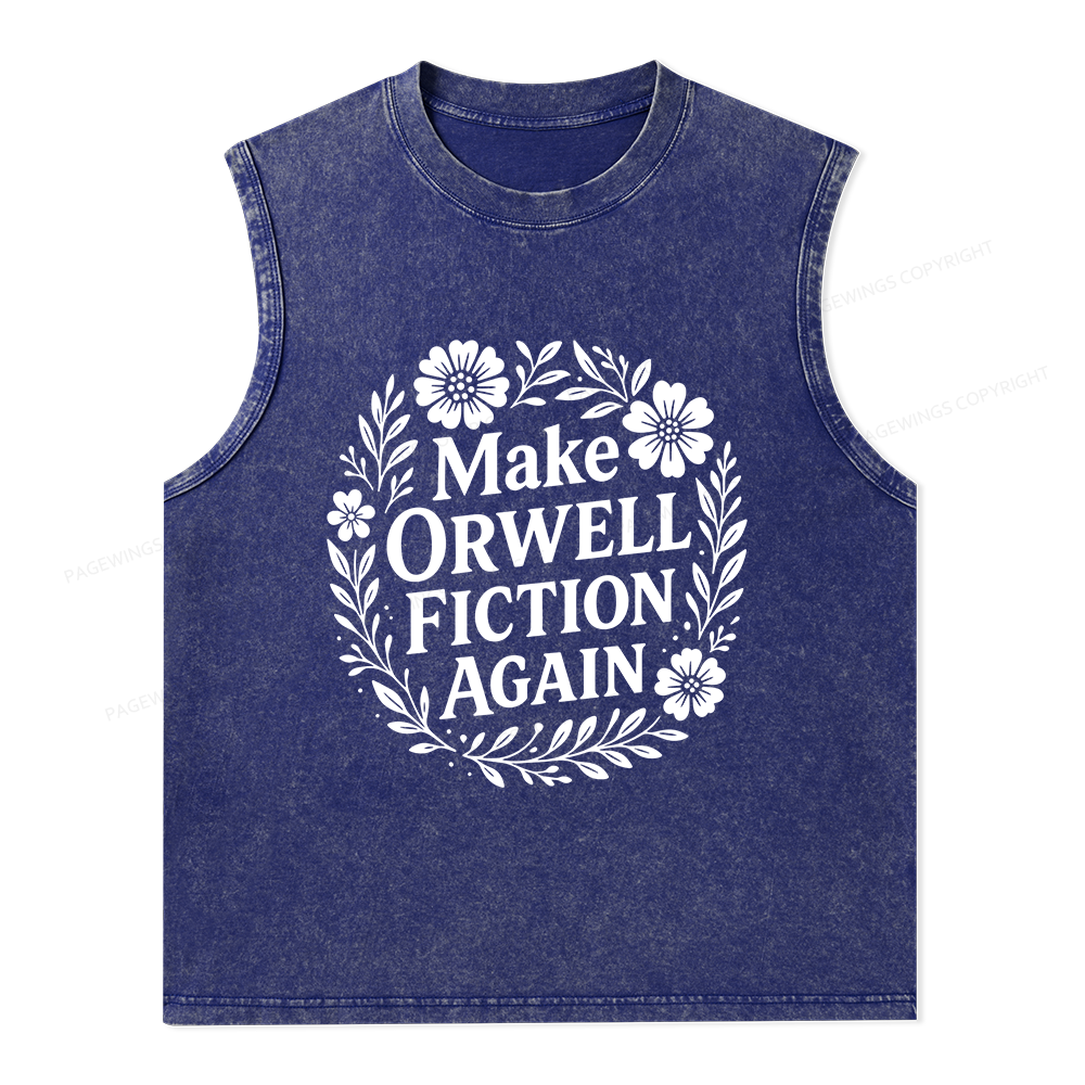 Pagewings Make Orwell Fiction Again Unisex Washed Tank Top